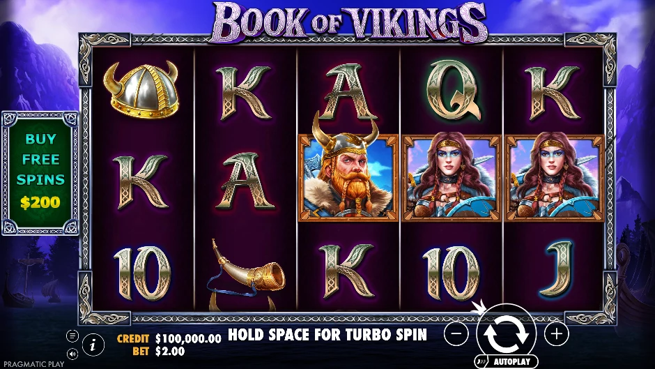 Barco vikingo de Book of Vikings con rey nórdico, guerreros y libro mágico