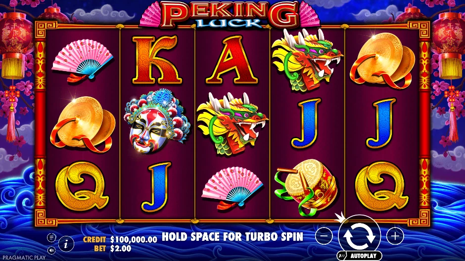 Pantalla de Peking Luck con un festival de Pekín con dragones y faroles