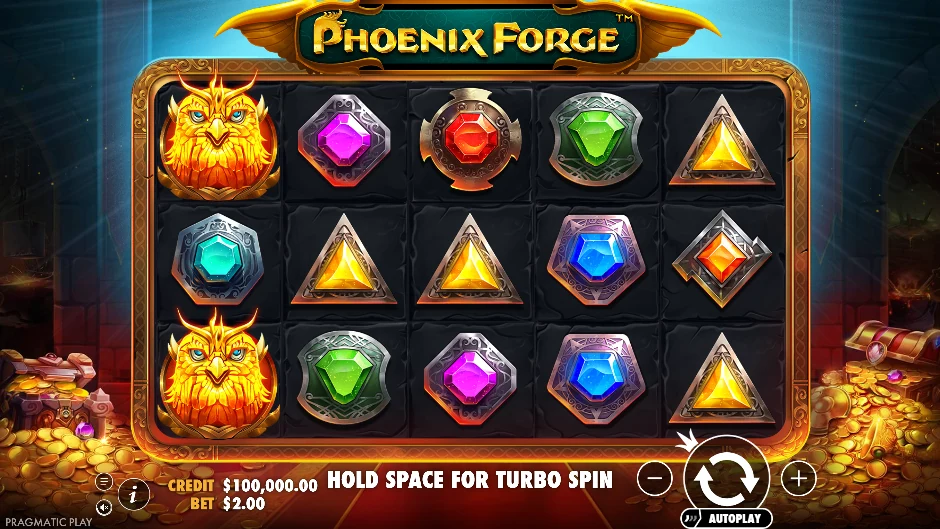 Pantalla de Phoenix Forge con un fénix renaciendo entre fuego y metal