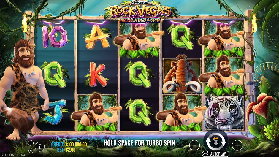 Pantalla de Rock Vegas con música rock y luces de Las Vegas
