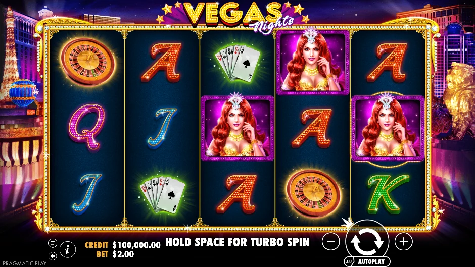 Pantalla de Vegas Nights con la vida nocturna de Las Vegas